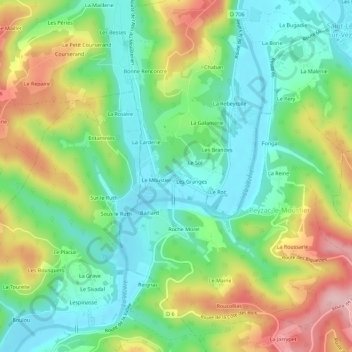 Mapa topográfico Le Sol, altitud, relieve