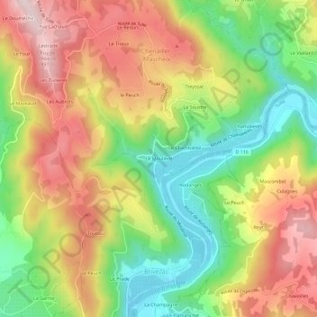 Mapa topográfico Le Moulinot, altitud, relieve