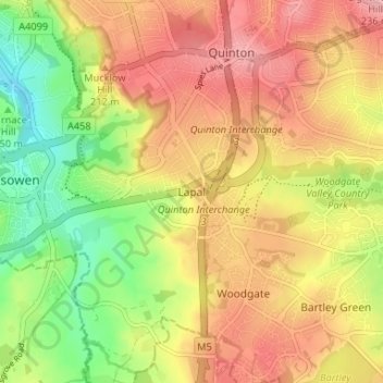 Mapa topográfico Lapal, altitud, relieve