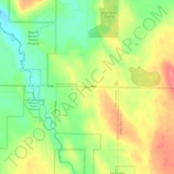 Mapa topográfico Afton, altitud, relieve