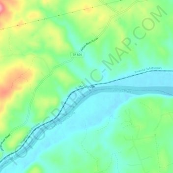 Mapa topográfico McCullough, altitud, relieve