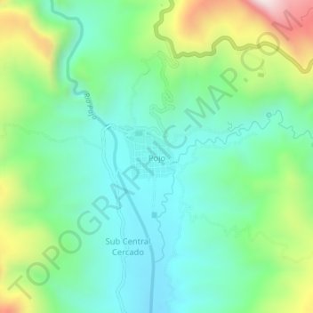 Mapa topográfico Pojo, altitud, relieve