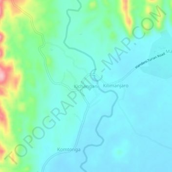 Mapa topográfico Kichangani, altitud, relieve