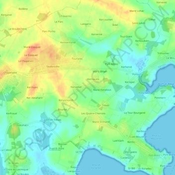 Mapa topográfico Bréafort, altitud, relieve