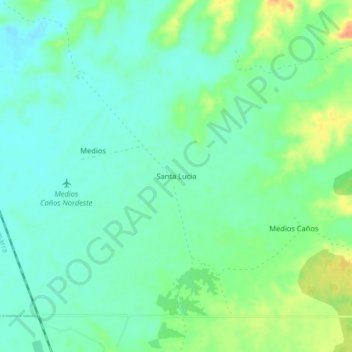 Mapa topográfico Santa Lucia, altitud, relieve