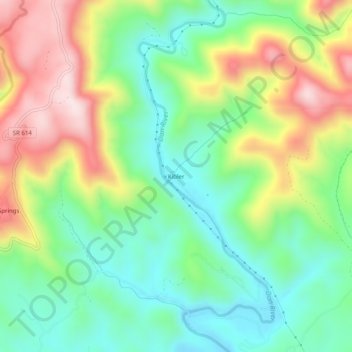 Mapa topográfico Kibler, altitud, relieve