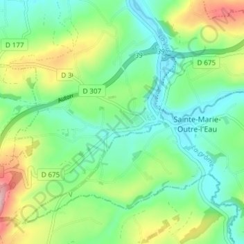 Mapa topográfico Les Hauts Vents, altitud, relieve