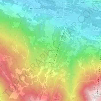 Mapa topográfico Le Bettex, altitud, relieve