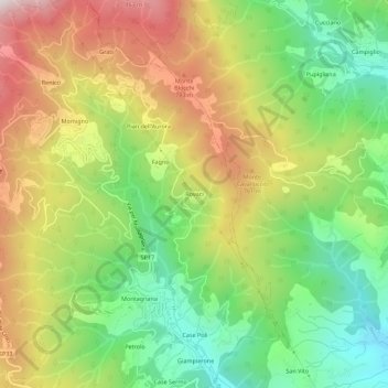 Mapa topográfico Rovaci, altitud, relieve