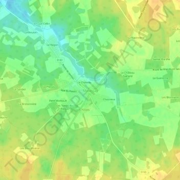 Mapa topográfico Le Bourg, altitud, relieve