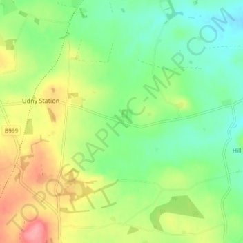 Mapa topográfico Cultercullen, altitud, relieve