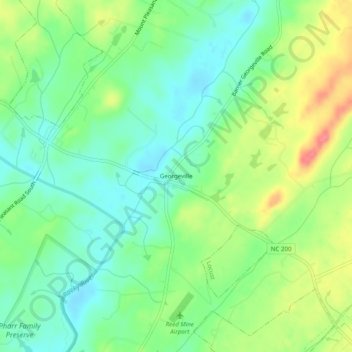 Mapa topográfico Georgeville, altitud, relieve