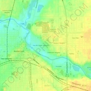 Mapa topográfico Hillcrest, altitud, relieve