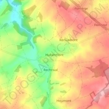 Mapa topográfico Hubermont, altitud, relieve