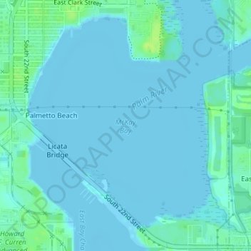 Mapa topográfico McKay Bay, altitud, relieve