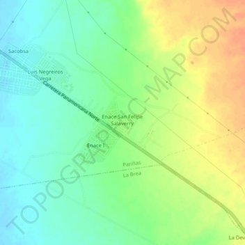 Mapa topográfico Enace II, altitud, relieve