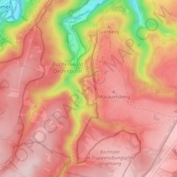 Mapa topográfico Leykaul, altitud, relieve