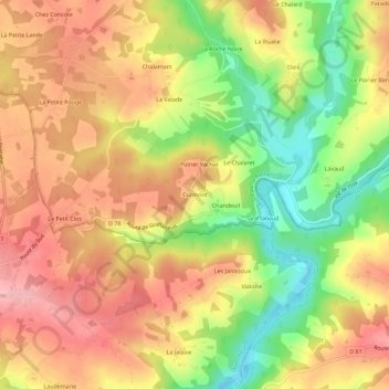 Mapa topográfico Curmont, altitud, relieve