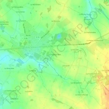 Mapa topográfico La Chardonnière, altitud, relieve