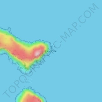 Mapa topográfico Cape Pillar, altitud, relieve