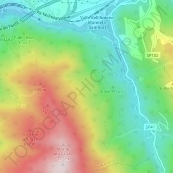 Mapa topográfico Le Tassata, altitud, relieve