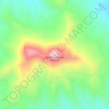 Mapa topográfico Heart Mountain, altitud, relieve