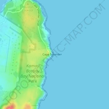 Mapa topográfico Cape Solander, altitud, relieve