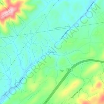 Mapa topográfico Lovelace, altitud, relieve