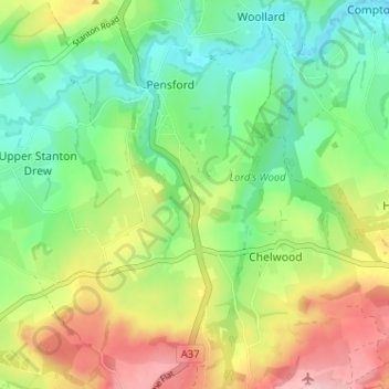 Mapa topográfico Whitley Batts, altitud, relieve