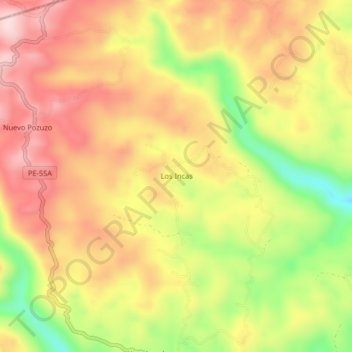 Mapa topográfico Los Incas, altitud, relieve