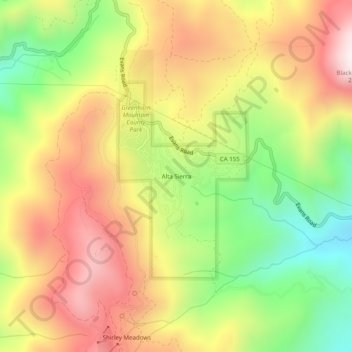Mapa topográfico Alta Sierra, altitud, relieve