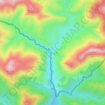 Mapa topográfico Nekez-Egina, altitud, relieve