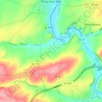 Mapa topográfico La Furetière, altitud, relieve