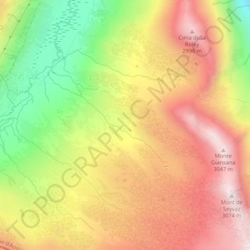 Mapa topográfico Alpi Graie, altitud, relieve