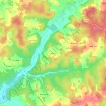 Mapa topográfico La Gorce, altitud, relieve