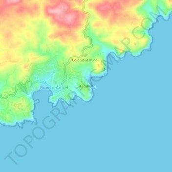 Mapa topográfico Estacahuite, altitud, relieve