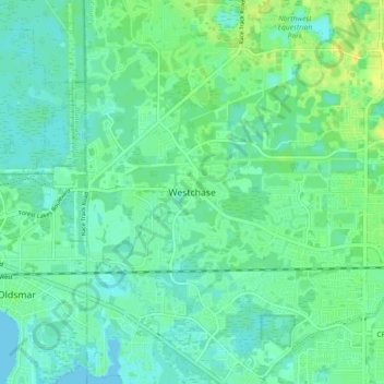 Mapa topográfico Westchase, altitud, relieve