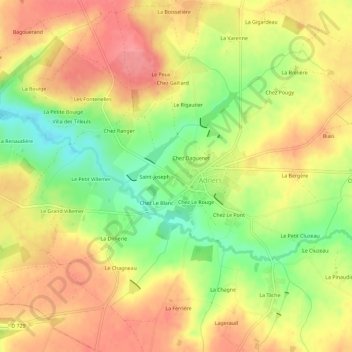 Mapa topográfico La Porte, altitud, relieve