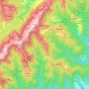 Mapa topográfico Lago, altitud, relieve
