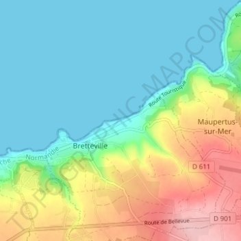 Mapa topográfico La Vallée, altitud, relieve