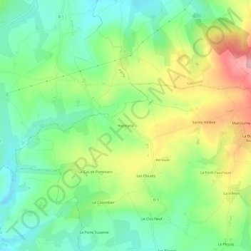 Mapa topográfico Kermaria, altitud, relieve