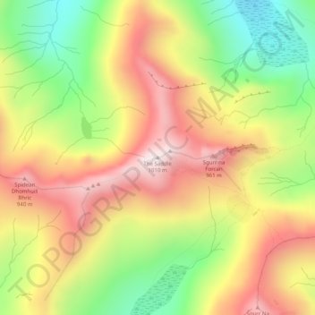 Mapa topográfico The Saddle, altitud, relieve