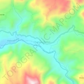 Mapa topográfico Chancay Baños, altitud, relieve