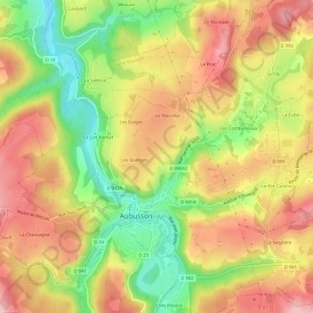 Mapa topográfico Les Mairies, altitud, relieve