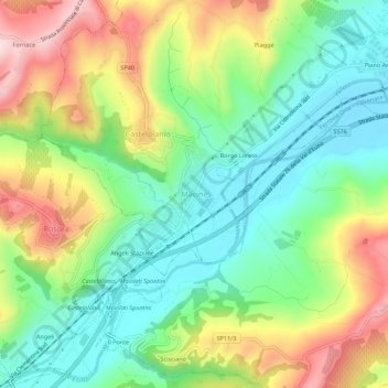 Mapa topográfico Macine, altitud, relieve