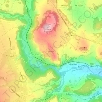 Mapa topográfico Locussol, altitud, relieve