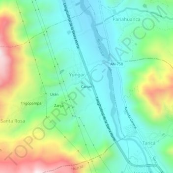 Mapa topográfico Carian, altitud, relieve