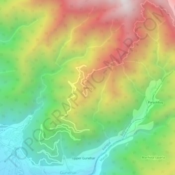 Mapa topográfico Billing, altitud, relieve
