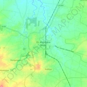 Mapa topográfico Dr. Ambedkar Nagar, altitud, relieve