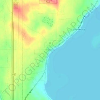 Mapa topográfico Giauque Beach, altitud, relieve